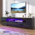 thumbnail image 2 of ChVans Large LED TV Stand for 65/70/75" TV, Living Room Entertainment Center w/RGB LED Lights & Storage Drawers Furniture, Black High Gloss TV Cabinet Console Table-65.3", 2 of 10