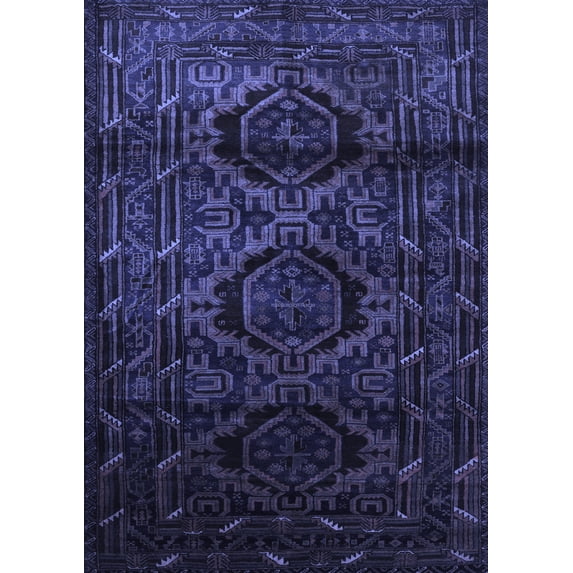 Ahgly Company Machine Washable Indoor Rectangle Persian Blue Traditional Area Rugs, 3' x 5'
