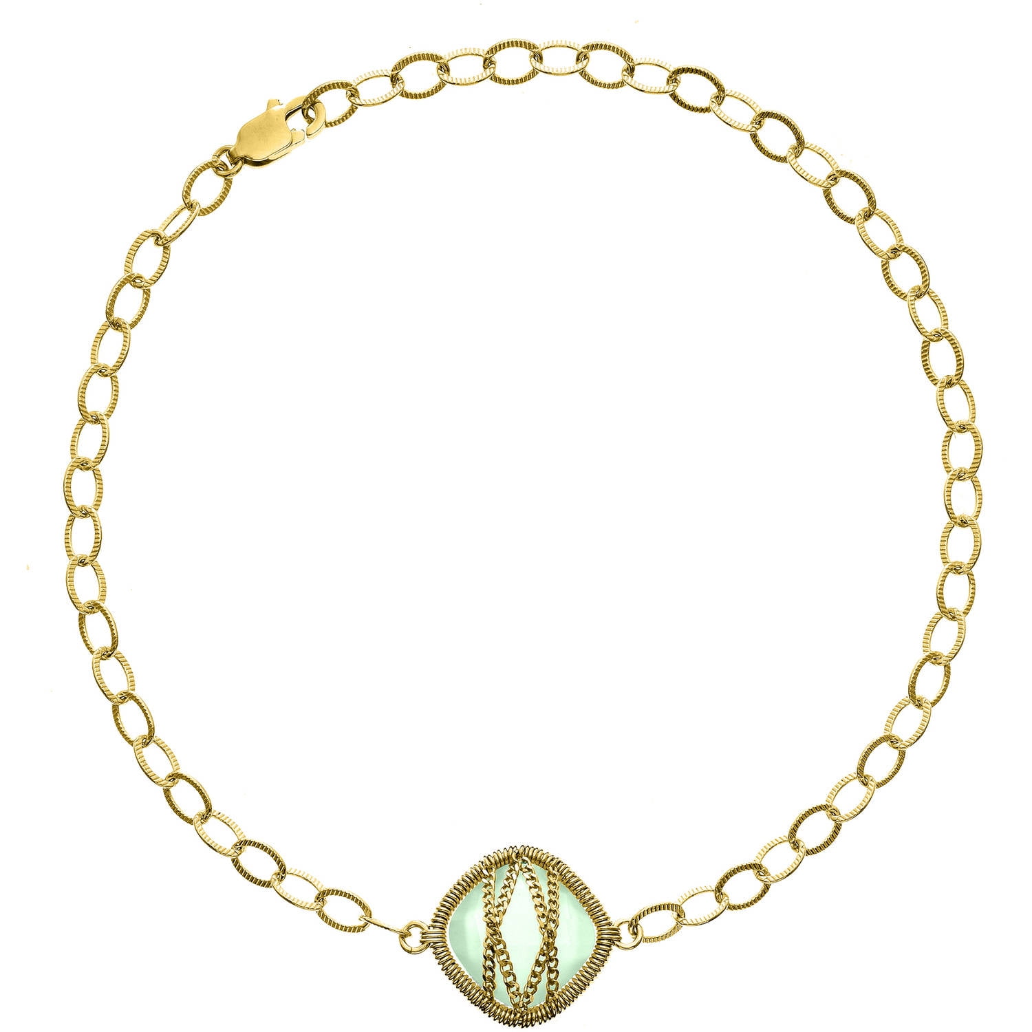 5th & Main 18kt Gold over Sterling Silver Hand-Wrapped Single-Squared Chalcedony Stone Bracelet by Generic