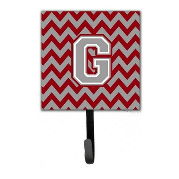 Letter G Chevron Crimson & Grey Leash or Key Holder