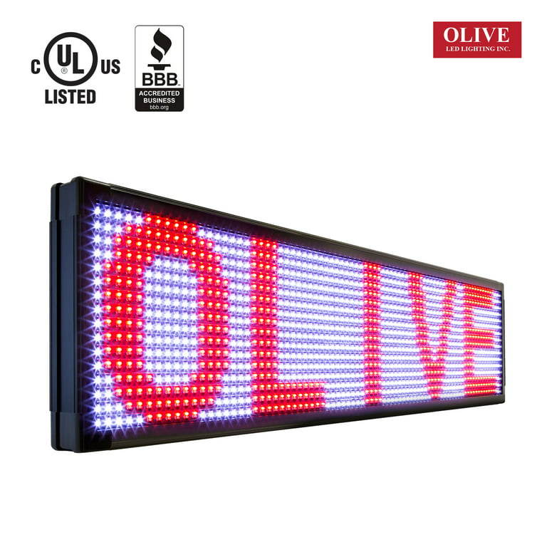 Ond nyt år eventyr OLIVE LED Sign 3Color RWP 15"x53" IR Programmable Scroll. Message Display  EMC - Walmart.com