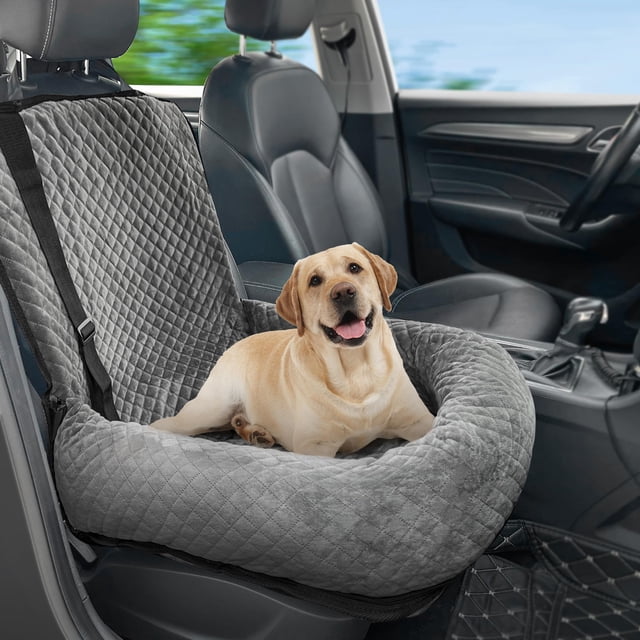 Asiento para auto para perro MagicFox 51 x 51 cm, suave, lavable, gris