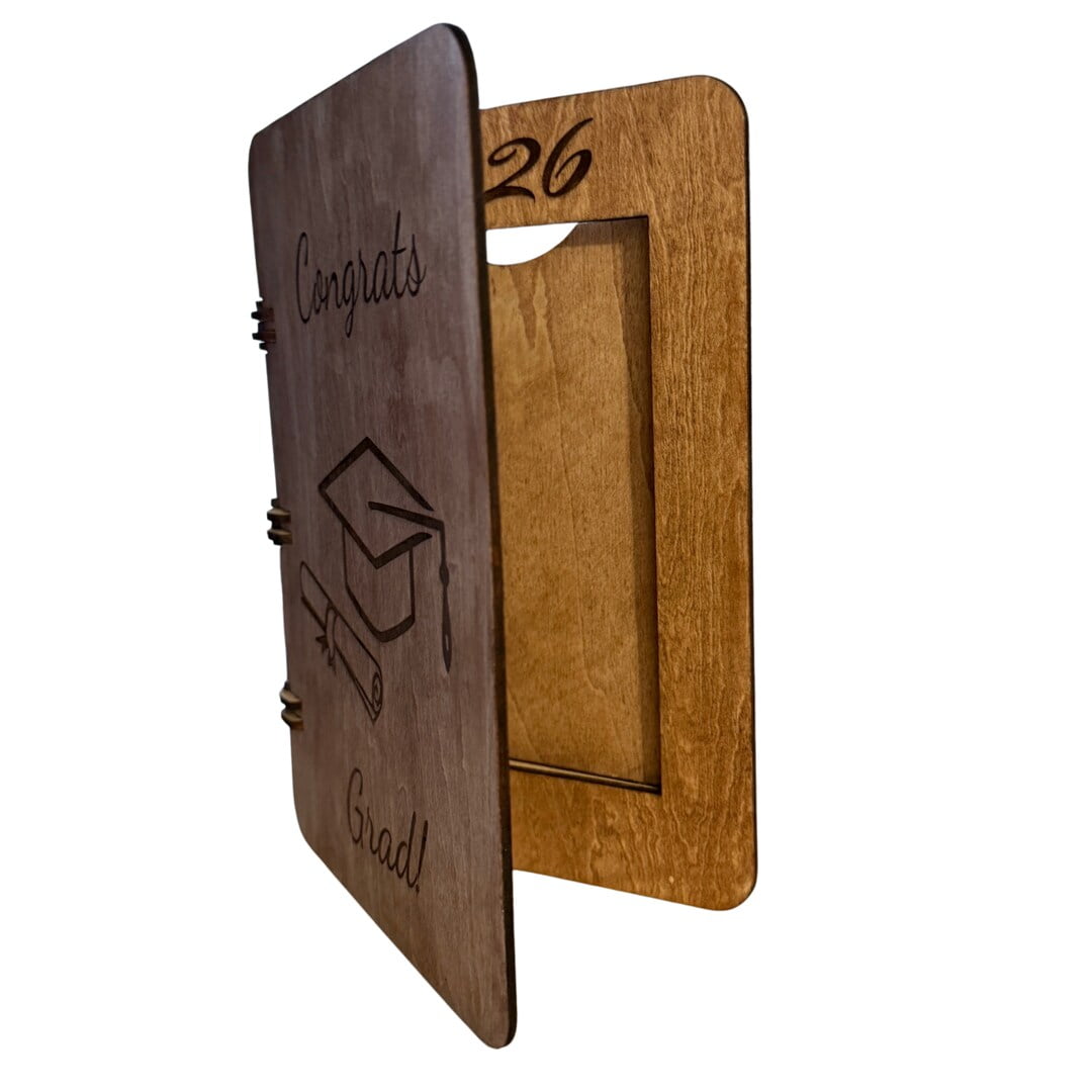Wooden Graduation Greeting Card 4x6 Picture Frame, Engraved Keepsake Card, Graduation Gift