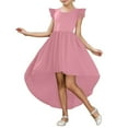thumbnail image 1 of Robes pour Filles Enfants Enfant Filles Été Manches Charleston Robe Formelle Asymétrique Jupe Volantée Robe Évasée de Couleur Unie Robes pour Tout-Petits RD3 10 Ans-12 Ans, 1 of 4