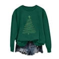 thumbnail image 2 of Christmas Sweatshirts for Women Solid Color Santa Printed Long Sleeve Crewneck Loose Shirts Green-4 M, 2 of 4