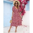 thumbnail image 2 of Vestido de verano AUSELILY para mujer, cuello en V, manga corta, 2XL, rojo, 2 of 6