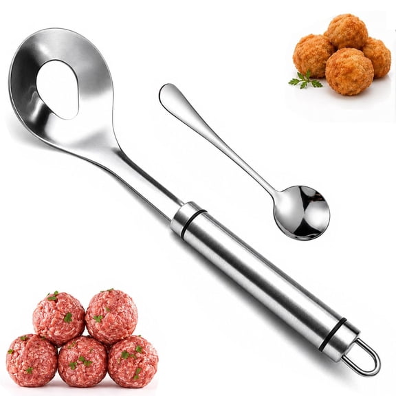 2027 Upgrade Stainless Steel Meatball Maker, Meatball Maker Spoon, 304 Stainless Meatball Spoons, Long Handle Spoon for Portioning Minced Beef Pork Poultry During Home Prep