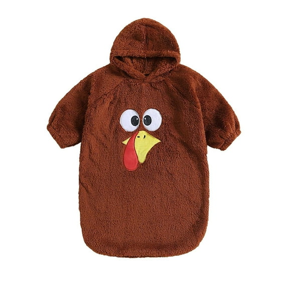 Favoffer Newborn Double-Sided Velvet Hooded Romper Boys Girls Clothes Fall Winter Printed Long Sleeve Cute Jumpsuit Festival Holiday Photo Play 0-6M