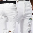 thumbnail image 4 of Miqool Men's Ripped Distressed Jeans Classic 5-Pocket Slim Fit Skinny Stretch Jeans Pants, White, 4 of 9
