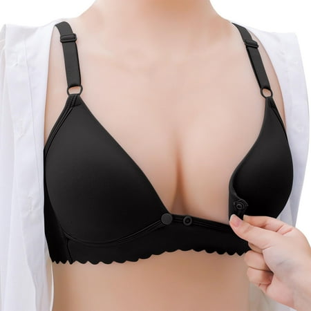 Nursing Bras for Breastfeeding Seamless Ultra Comfort Maternity Bra Natural Shape Pregnancy Sleep Bralette Black M