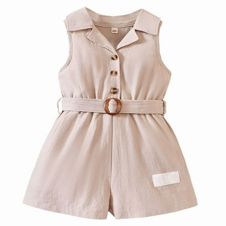 

ZRBYWB Small Medium Sized Children s Summer Casual Sleeveless Lapel Short Jumpsuit Suitable For Children Aged 2 To 7 Cute Summer Clothes