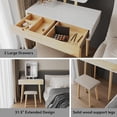 thumbnail image 6 of PULUOMIS 31.5'' Makeup Vanity Desk with Adjustable Brightness Square Mirror Light for Small Spaces, Vanity Desk with Drawers and Stool, 6 of 8