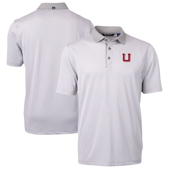 Men's-Cutter & Buck  Gray/White Utah Utes DryTec Virtue Eco Pique Recycled Polo