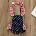 thumbnail image 2 of Taqqpue Baby Girls Overall Romper Dress Infant Cotton Lace Ruffle Sleeveless Summer Outfits 4th of July Clothes with Headband 3-18 Months, 2 of 9