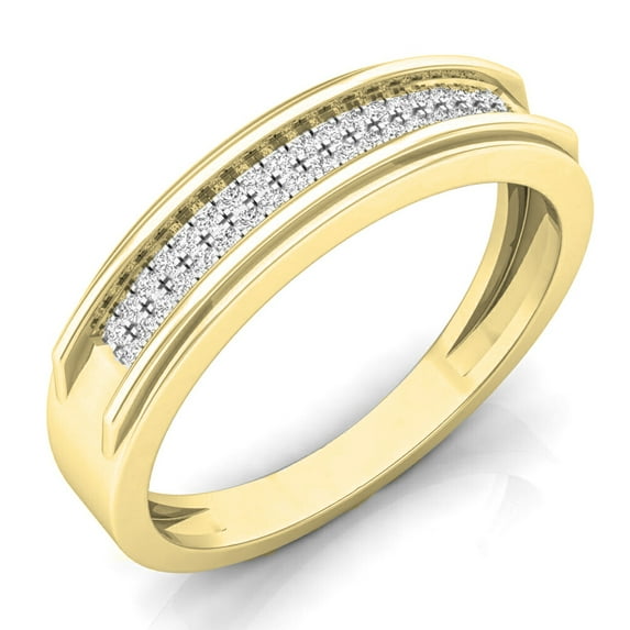 Dazzlingrock Collection 0.15 Carat (ctw) 10K Round Diamond Men's Micro Pave Hip Hop Wedding Band, Yellow Gold, Size 11.5