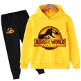 thumbnail image 5 of Conjunto de 2 piezas de sudadera y pantalón con estampado de dibujos animados de dinosaurios de Jurassic World para niños y niñas, moda de otoño y primavera, 5 of 5