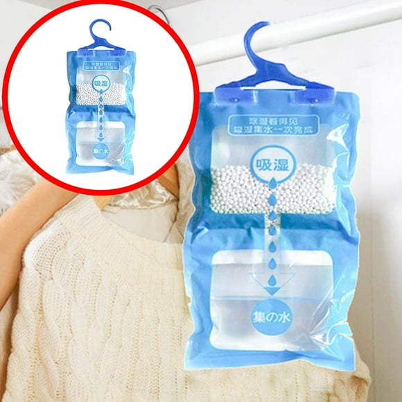 Sacs Absorbeurs d'Humidité – Déshumidificateur Suspendu pour Garde-Robe, Placard, Chambre et sous-Sol, Éliminateur d'Odeurs et Contrôle de l'Humidité, Sans Parfum, Bleu, Déshumidificateur