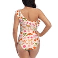 thumbnail image 5 of Rateoe Cherries And Bows Pattern Women One Piece Swimsuits Tummy Control One Shoulder Bathing Suits Ruffle Swimwear-X-Large, 5 of 6
