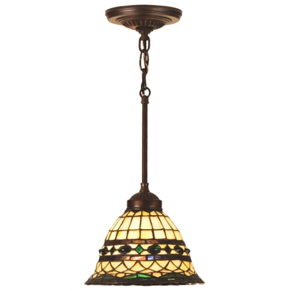 Meyda Lighting 8'W Tiffany Roman Mini Pendant, Beige Green Pbagwr Green - 48921