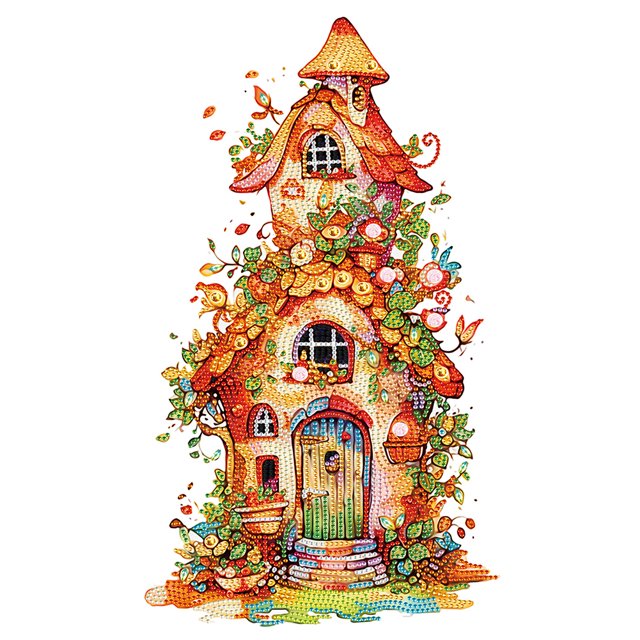 Kit 5D DIY Con Forma Especial Parcial Casa 30x50cm Verde