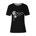 thumbnail image 4 of Tops de Ajuste Suelto para las Mujeres Sudadera Casual Impresa Manga Corta Cuello Redondo Superior, Poliéster, 4 of 5