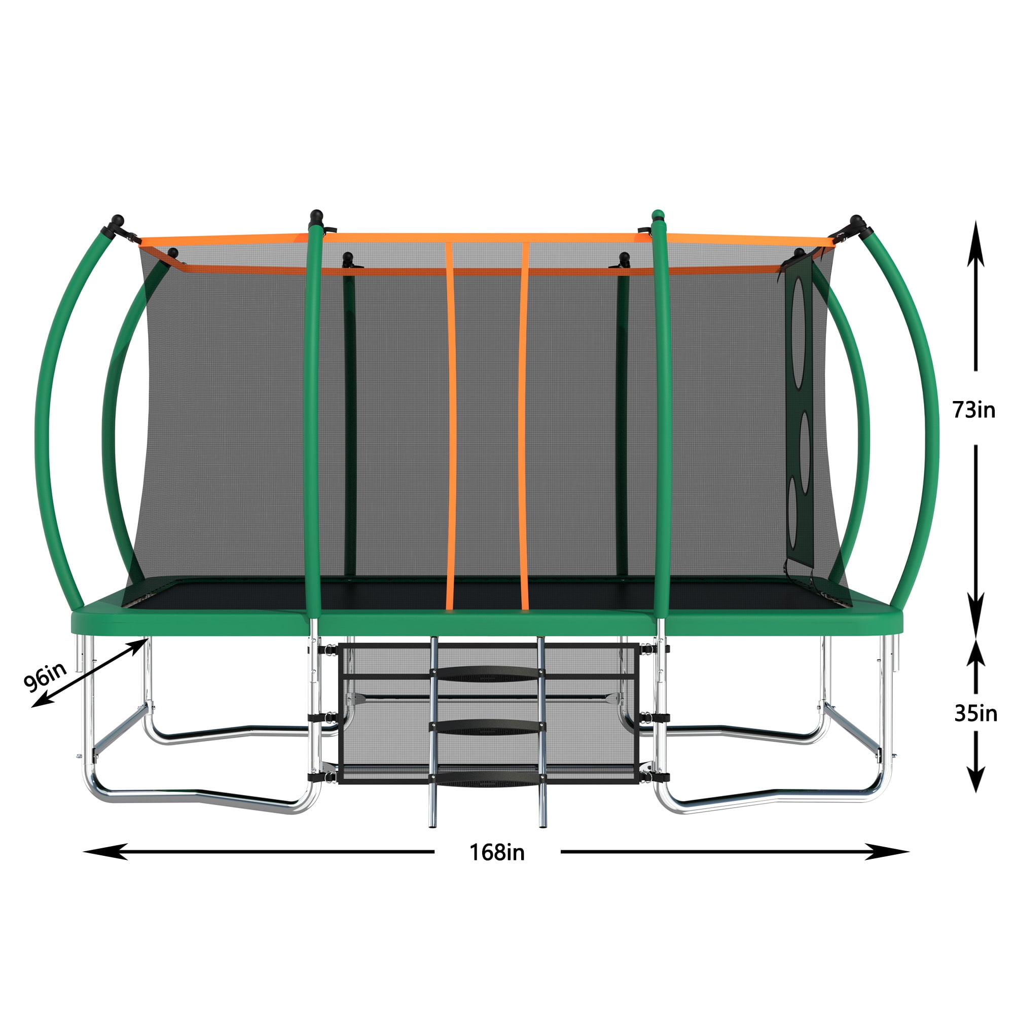 8X14FT Trampoline for Kids and Adults,Large Rectangle Trampoline with Enclosure Net,Green
