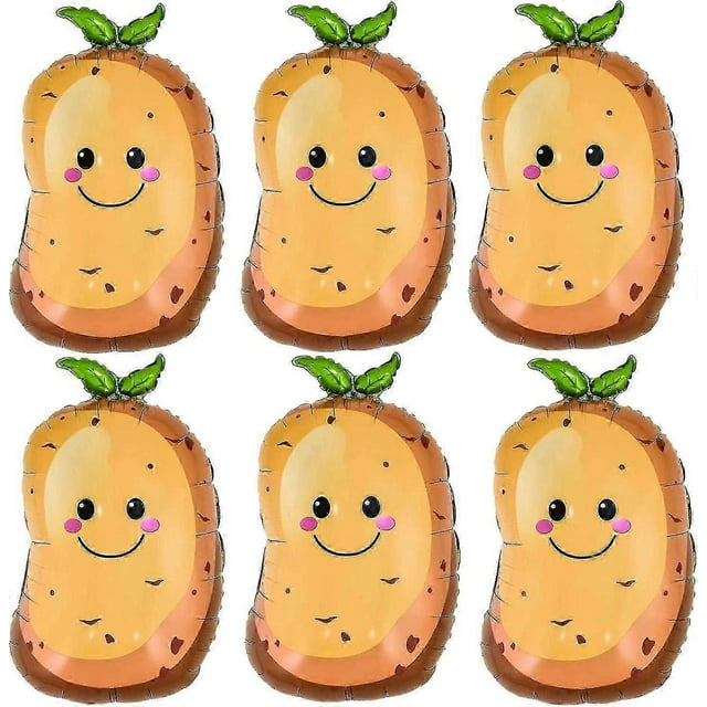 6 Pack Potato Balloons Vegetable Foil Balloons For Birthday Party Potato Themed Party Baby Shower Decorations Banmo