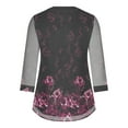 thumbnail image 4 of gakvbuo 3/4 Sleeve Tunics Tops For Womens Floral Blouses Shirts Double Layers V Neck Dressy Blouses Loose Fit Pleated Mesh Shirts, 4 of 4