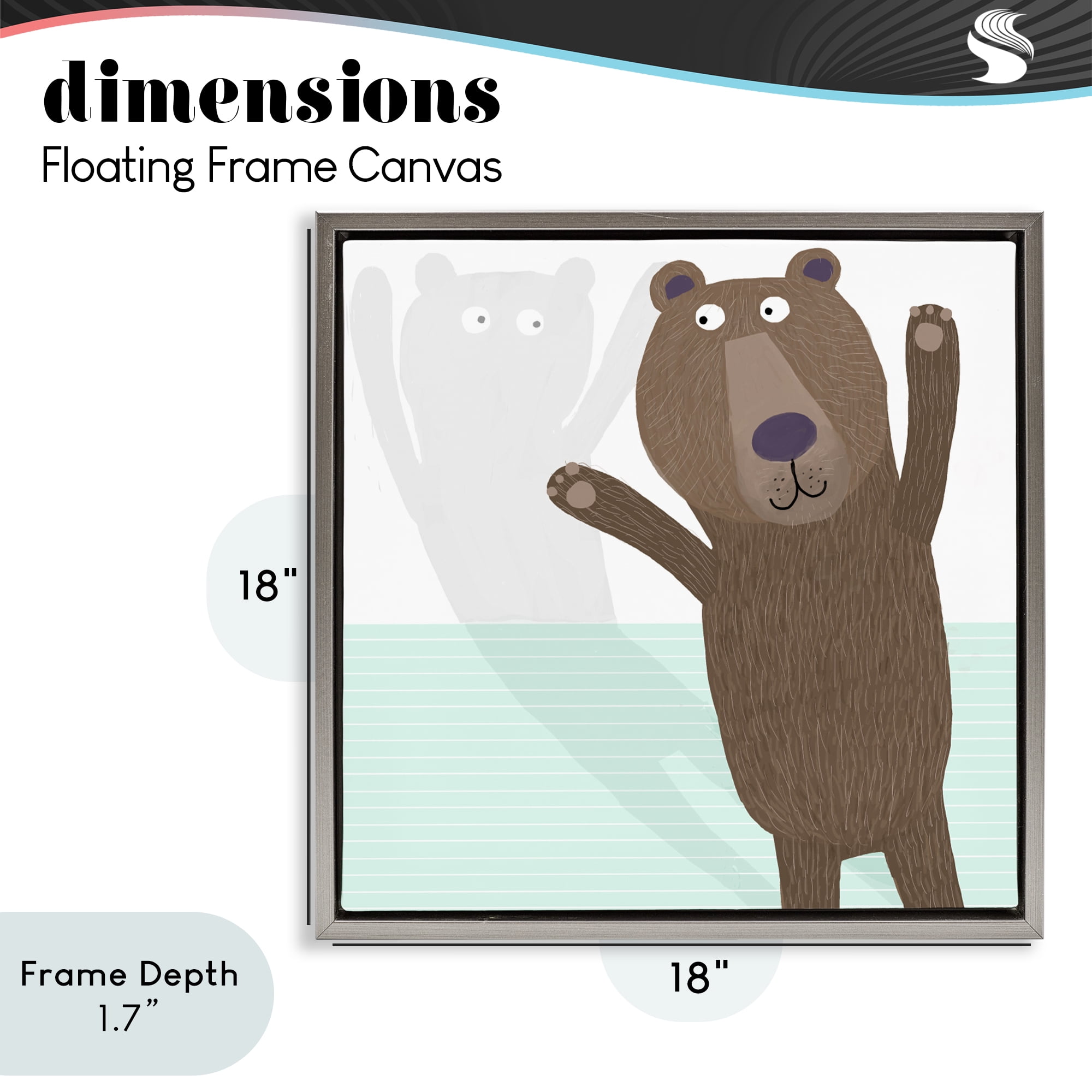 Stupell Industries Whimsical Bear Shadow Gray Framed Floater Canvas Wall Art, design by Carla Daly