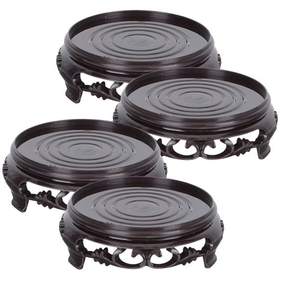Phenofice 4-Pack Plastic Flower Vase Bases Round Plant Pot Supports for Indoor Garden Decoration