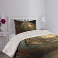 thumbnail image 2 of Ambesonne Fantasy Quilted Coverlet 2 Pcs, Clock Dream Sky Fiction, Twin Size, Brown and Teal, 2 of 4
