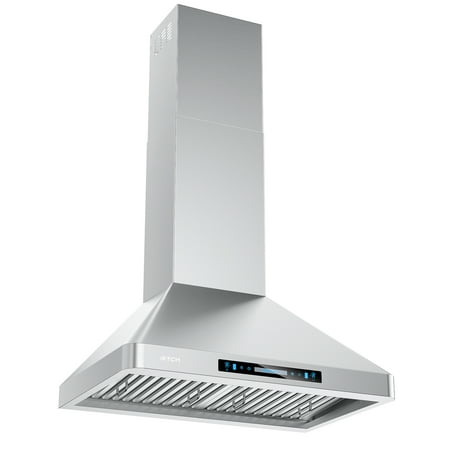 IKTCH 36"Wall Mount Range Hoods, 900 CFM Ducted/Ductless Range Hood with 4 Speed Fan, Pure Stainless Steel Range Hood 36 inch with Gesture Sensing & Touch Control Making life Smarter IKP02R-36