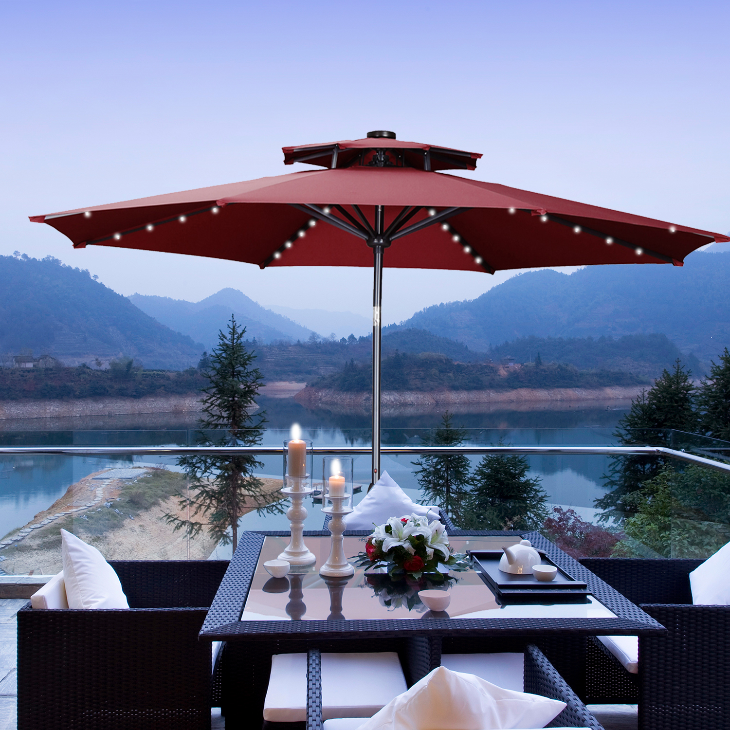 Wesfital 10ft Patio Umbrella With Led Lights Walmart Com Walmart Com