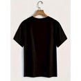 thumbnail image 2 of Stylish Alphabet Print Crew Neck T-Shirt - Soft Micro Elasticity Polyester Fabric, Casual Short Sleeve Design for Spring & Summer, Womens Regular Length Knit Clothing with Positioning Printing, 2 of 5
