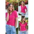 thumbnail image 2 of Arach&Cloz Women's V-Neck Short Sleeve Special Rib Knitted Pattern Casual Tops Sweater Spring Summer 2025, 2 of 6