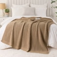 thumbnail image 6 of Battilo Beige Cable Knit Throw Blanket,Lightweight Decorative Waffle Blanket,Tan Chenille Blanket,50"x60", 6 of 9