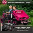 thumbnail image 6 of Arnahaishe 24V Two-seater Ride On Toys, 4WD 6X6 Electric Dump Truck with Remote Control, Music and Bluetooth for Kids 2-6, Pink, 6 of 11