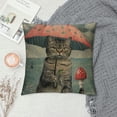 thumbnail image 2 of FUMJ  Funny Animal Cat Throw Pillow Cover The Cute cat is Holding an Umbrella in one paw and Fruit ice Cream in Other Decorative Pillow Case Cushion Cover Decor, 2 of 5