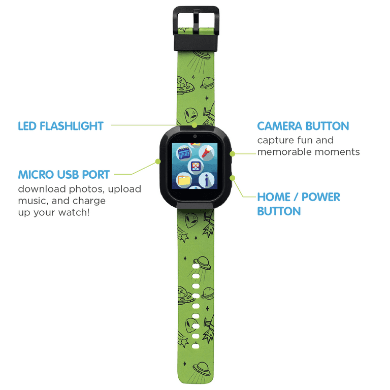 iTech Jr Kids Boys Alien Silicone Strap Smartwatch and Glow in the