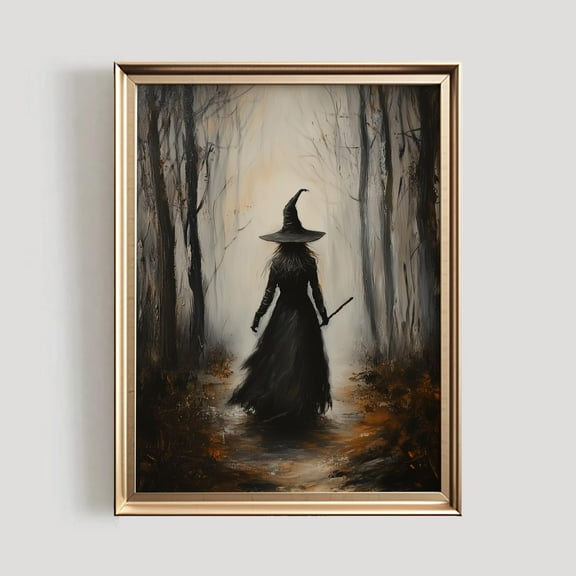 WestConfe Witchy Halloween Decor | Witch Wall Art | Vintage Style Halloween Print | Spooky Witch Print