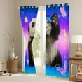 thumbnail image 3 of 3D PandaBlackout Curtains,Lovely Big Cat Bear Curtains & Drapes,Wild Animals Window Treatments,Colorful Butterfly Window Curtains Blue Pink Glitter Starry Sky Decor, 3 of 6