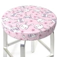 thumbnail image 3 of Kdxio Cute Rabbit Flower Print Stool Covers Round,Stretch Round Bar Stool Covers Washable Bar Stool Cushion Slipcover for 12-15 Inch Chair, 3 of 7
