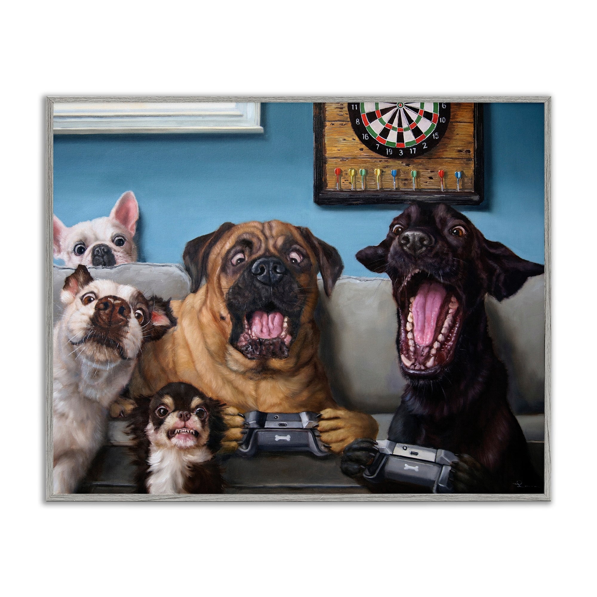 Stupell Industries Funny Dogs Playing Video Games Livingroom Pet Portrait, 11 x 14, Designed by Lucia Heffernan
