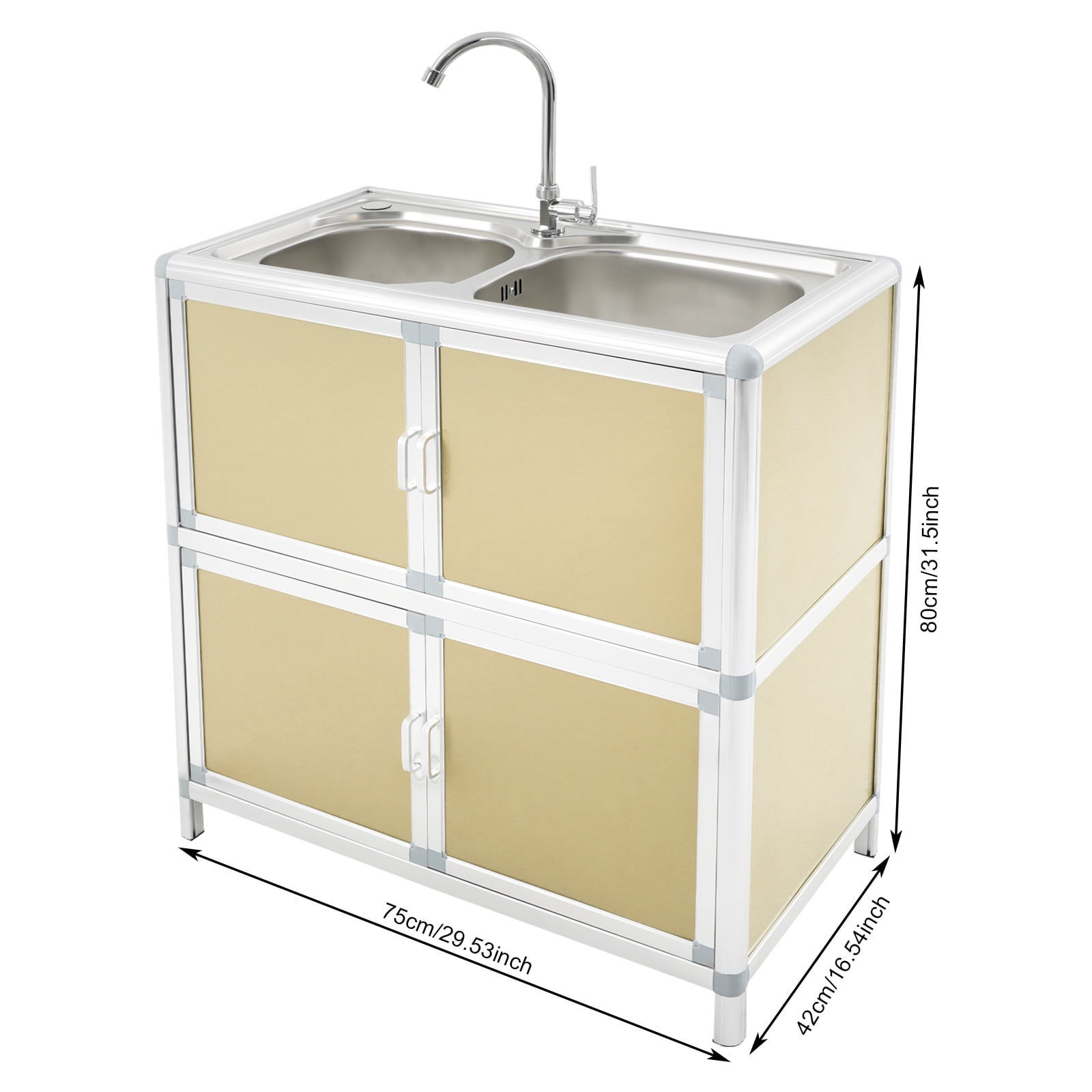 Kitchen Sink with Cabinet, Utility Sinks with Faucet, Freestanding Sink with Storage for Home Kitchen(Gold)