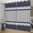 thumbnail image 6 of Nanqianyi Dark Blue and Grey Stripe Blackout Curtains for Bedroom, Thermal Insulated Blocking Light Grommet Window Drapes for Living Room, 42 X 84 Inch 2 Panels, 6 of 9