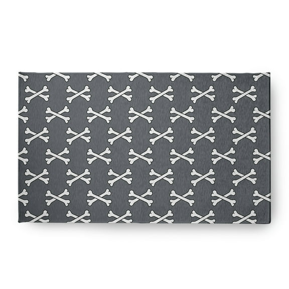 Simply Daisy Cross Bones Steel Gray Halloween Chenille Area Rug, 18" x 30"