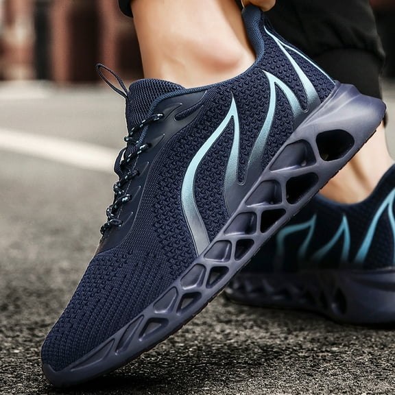 BUBUDENG Mens Running Sneaker Breathable Mesh Blade Athletic Shoes Comfort Walking Shoes Sports Jogging Shoes