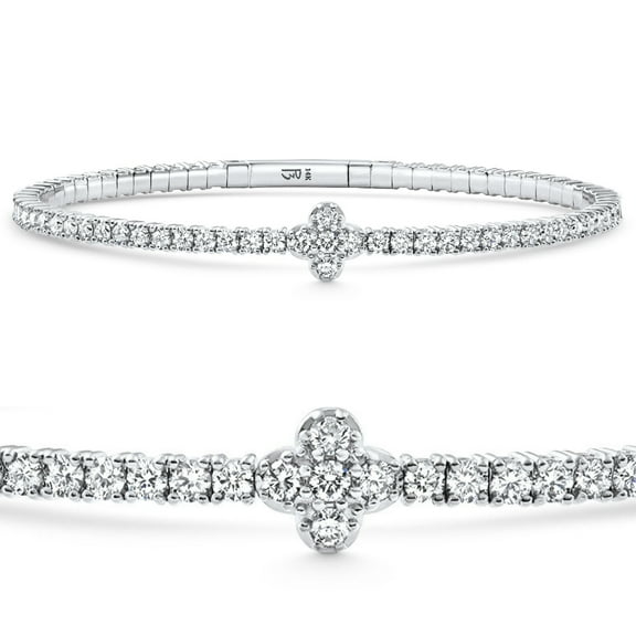 Pompeii 3.70Ct Diamond Flexible Tennis Bangle Bracelet 14k White Gold Lab Grown (FG,VS)