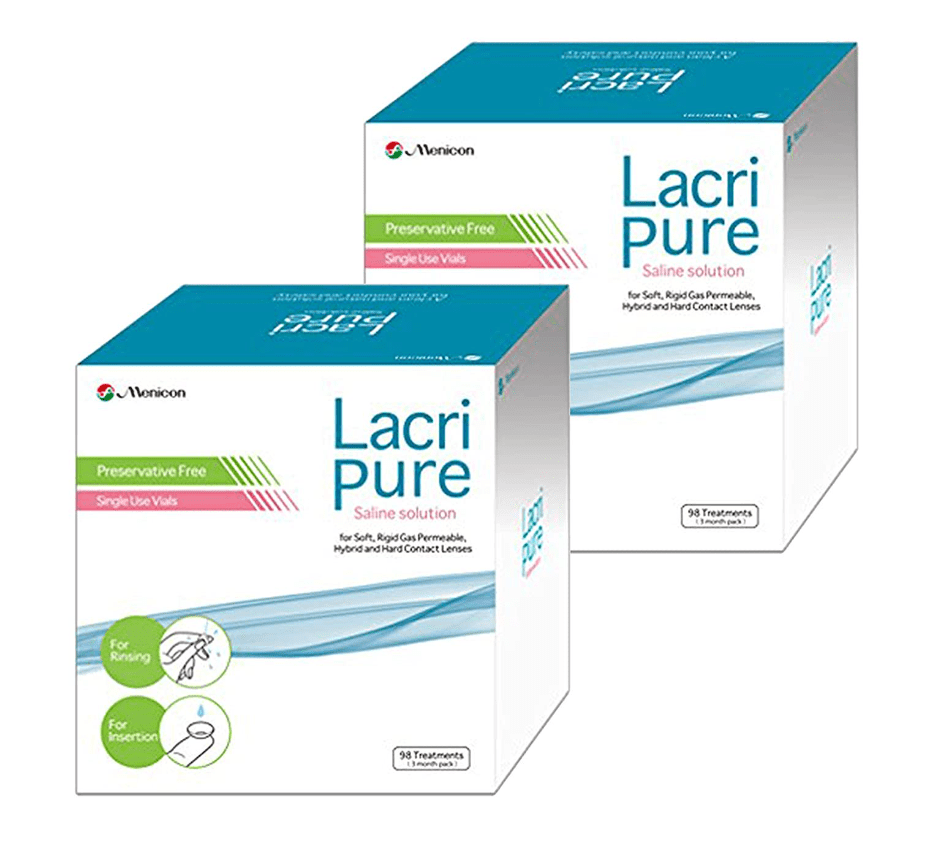 2Pack of Menicon Lacripure Sterile Saline Solution (98 Vials x 2