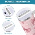thumbnail image 5 of 30 oz Tumbler With Handle Stainless Steel Insulated Tumbler With Lid for Car Cup Holder Pink Plaid Bow, 5 of 9